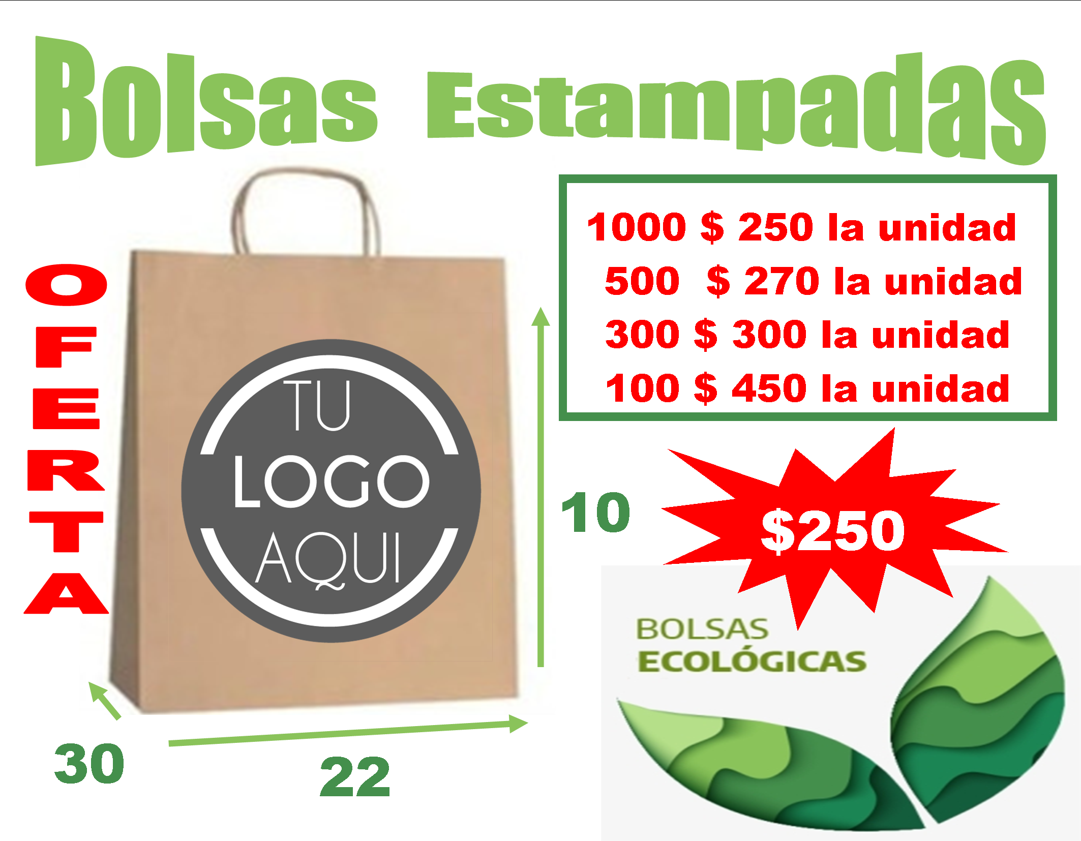 BOLSA  DE PAPEL 30x22x10