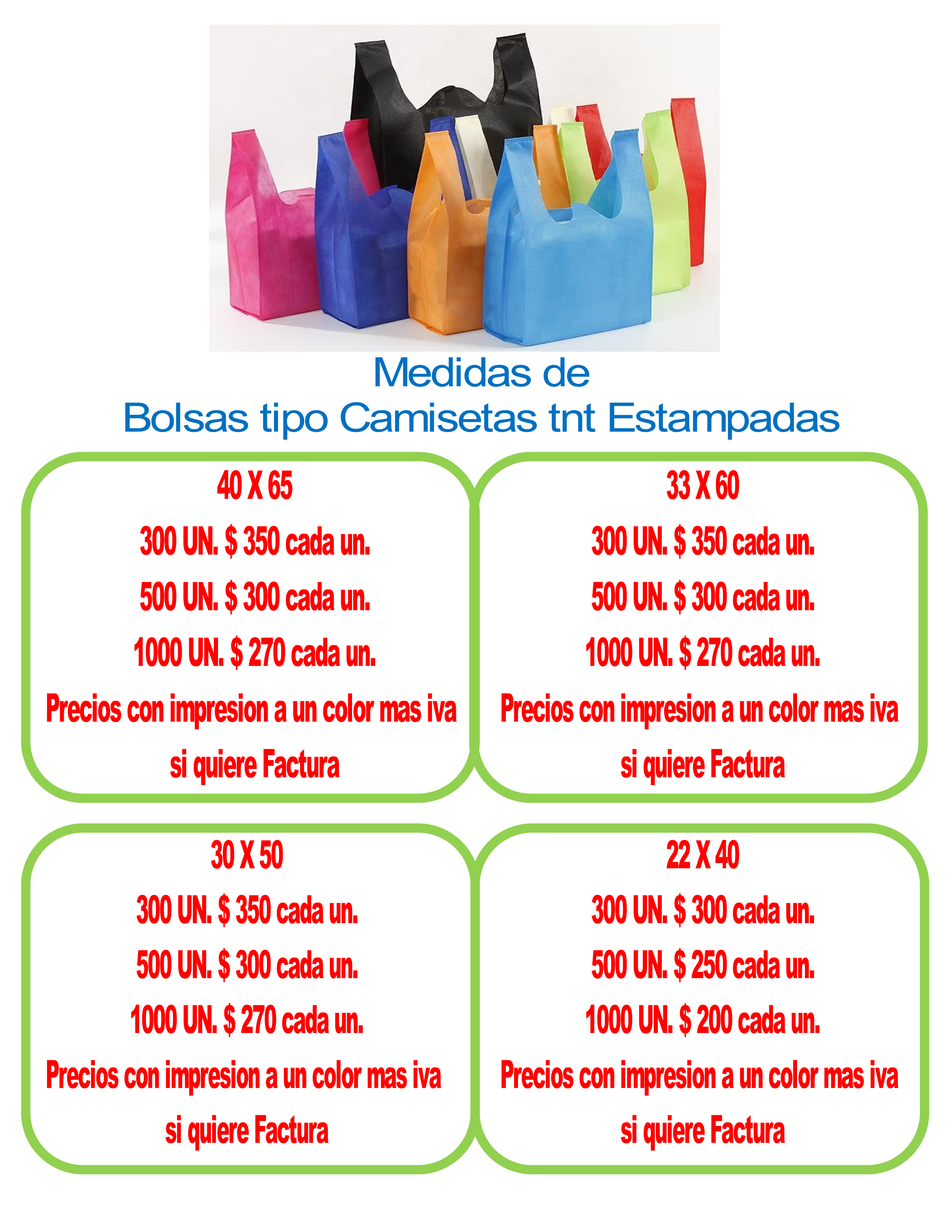 BOLSAS TIPO CAMISETAS